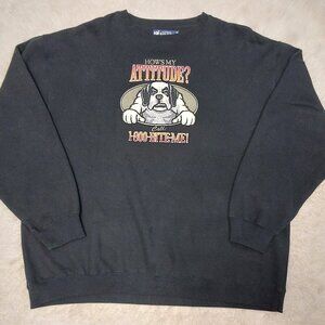 Vintage Y2K Big Dogs Black Sweatshirt Graphic Sweatshrit "HOW'S MY ATTITUDE?" XL